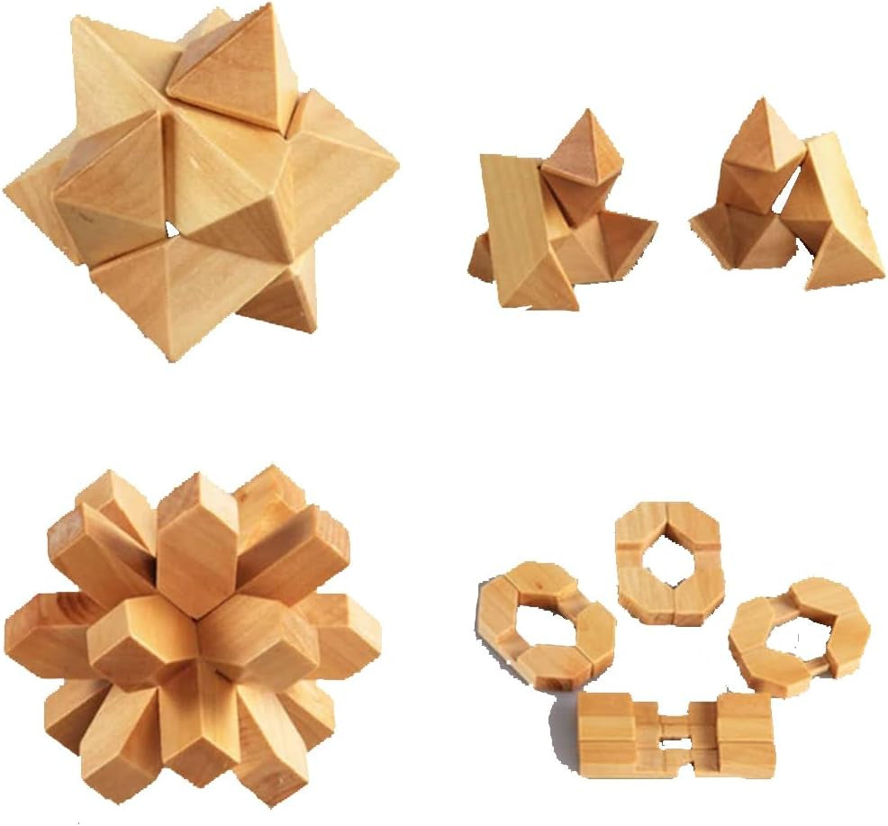 3D Wooden Cube Brain Teaser Puzzle