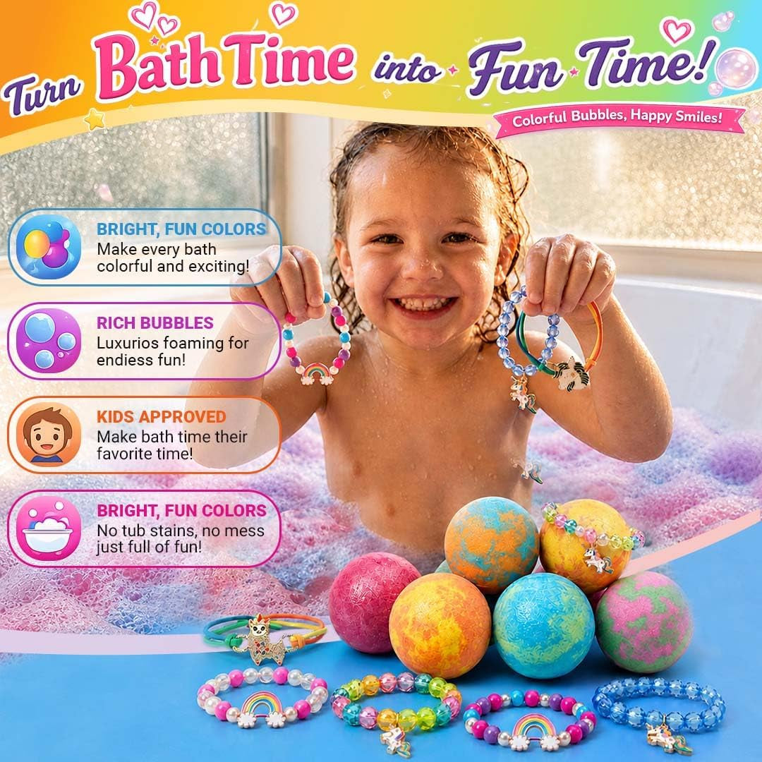 Bath Bombs for Kids with Surprise Inside, Unicorn Bath Bombs for Girls 6Pk