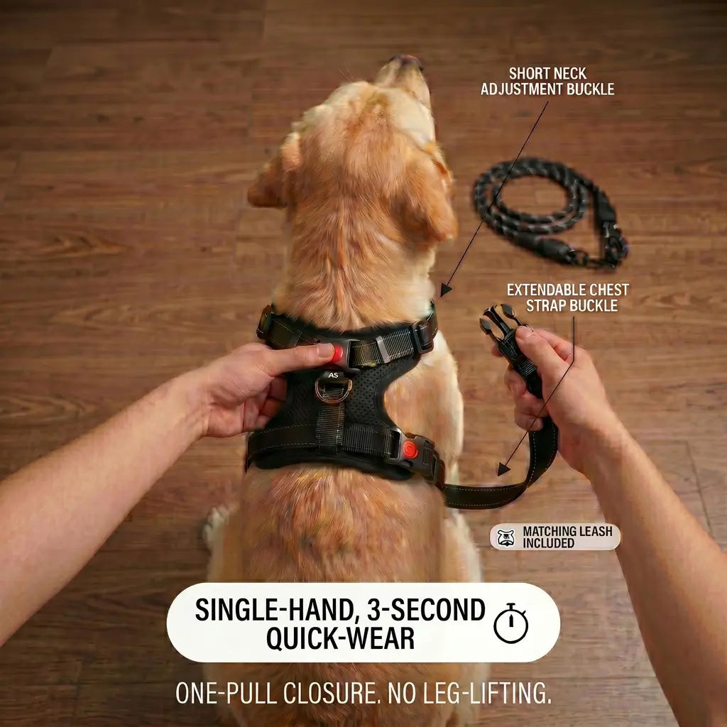 No Pull Durable Reflective No Choke Universal Dog Harness Leash Combo - 5FT Leash Included, Adjustable, Breathable, Easy On/Off Design for Safe Daily Walks, Puppy Harness, Harness Leash Set