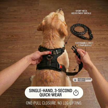 No Pull Durable Reflective No Choke Universal Dog Harness Leash Combo - 5FT Leash Included, Adjustable, Breathable, Easy On/Off Design for Safe Daily Walks, Puppy Harness, Harness Leash Set