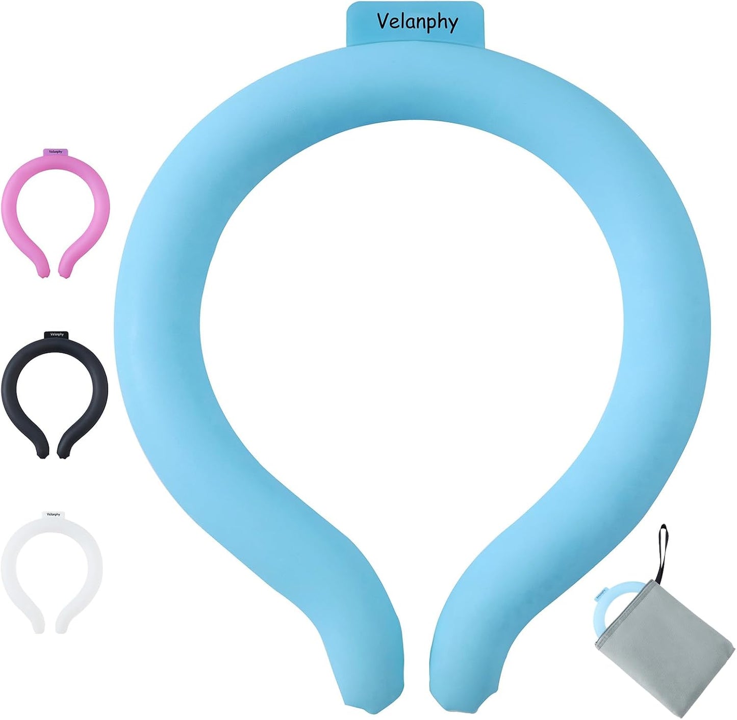 Neck Cooling Tube with Insulated Bag, Reusable Neck Cooler Ice Ring, 18°C/64°F PCM Cooling Neck Wrap for Summer Heat Relief, Portable Wearable Cooler for Hot Weather, Outdoor Work Sports Travel(Blue)