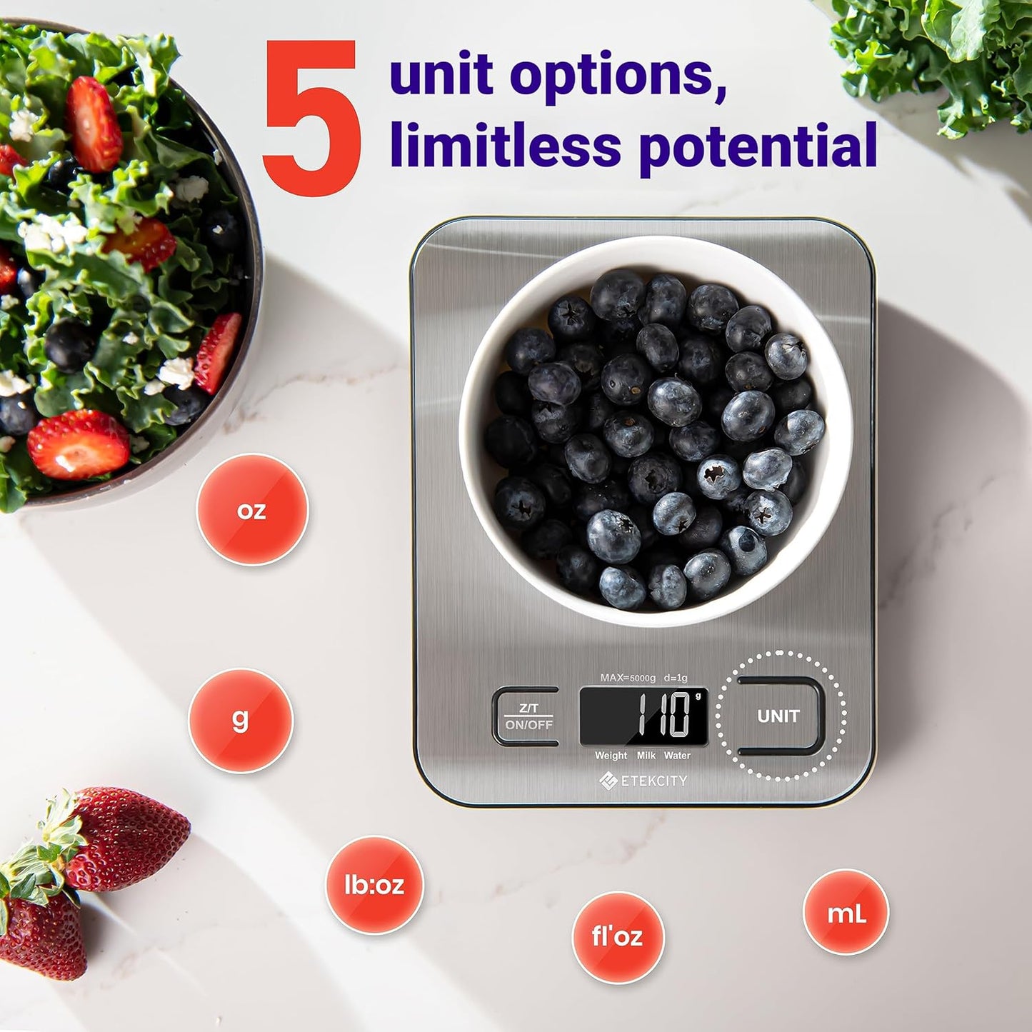 Food Kitchen Scale, Digital Grams and Ounces, 11Lb