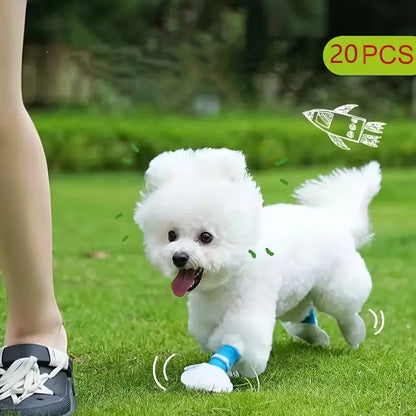 20 Pcs Disposable Dog Paw Boots, Waterproof Non-Slip, Adjustable Self-Adhesive, Weatherproof, Ideal for Rainy Days & Outdoor Activities