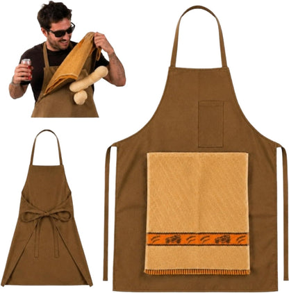 Funny Chef Apron for Men, Hidden Pocket Surprise BBQ Gag Gift