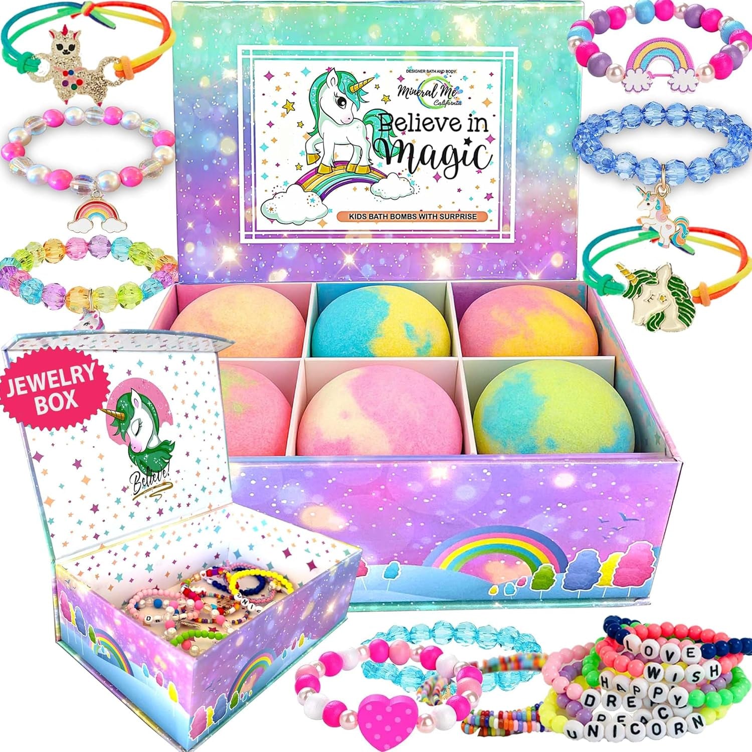 Bath Bombs for Kids with Surprise Inside, Unicorn Bath Bombs for Girls 6Pk