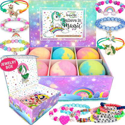 Bath Bombs for Kids with Surprise Inside, Unicorn Bath Bombs for Girls 6Pk