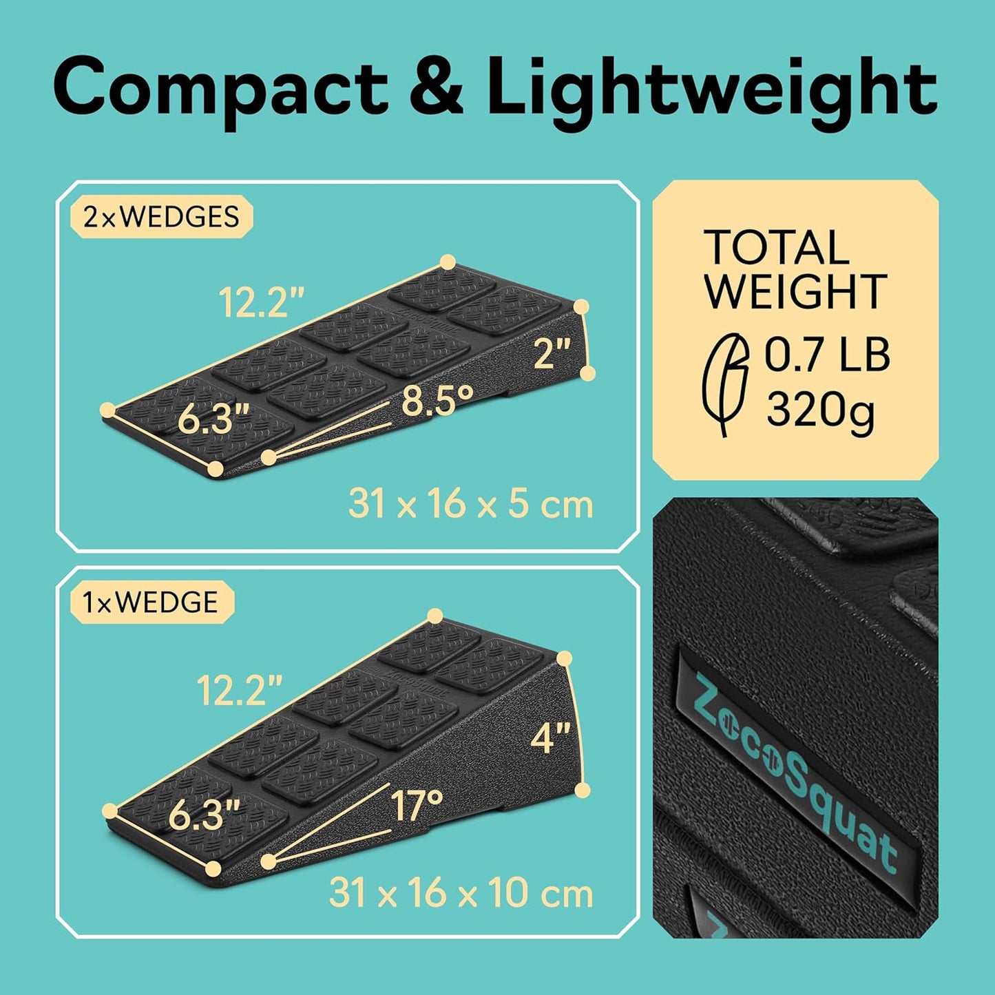 Squat Wedge Block Set of 3/5 - 960 LBS Capacity - Slant Board for Calf Stretching with 5 Stackable Angles - Calf Stretcher Slant Board - Workout Equipment - EPP Material for Exercise Equipment & Physical Therapy
