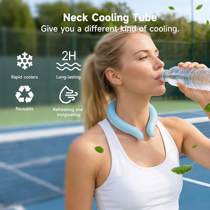 Neck Cooling Tube with Insulated Bag, Reusable Neck Cooler Ice Ring, 18°C/64°F PCM Cooling Neck Wrap for Summer Heat Relief, Portable Wearable Cooler for Hot Weather, Outdoor Work Sports Travel(Blue)
