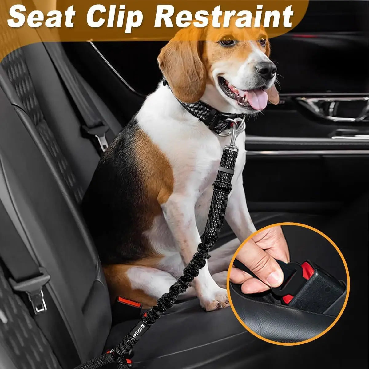 Upgraded Cushioned Dog Car Seat Belt, 3-In-1 Multifunctional Pet Car Safety Leash, Reflective Nylon Adjustable Car Pet Restraint Strap, 360° Rotating Metal Buckle, Fits All Car Models for Medium-Sized Dogs Interior Accessory