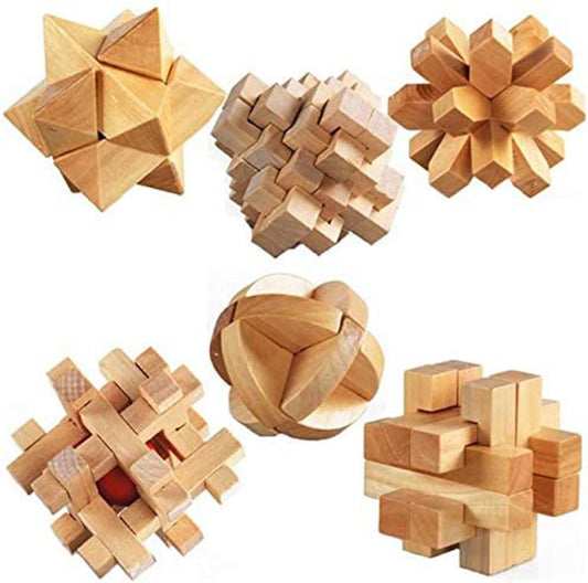3D Wooden Cube Brain Teaser Puzzle