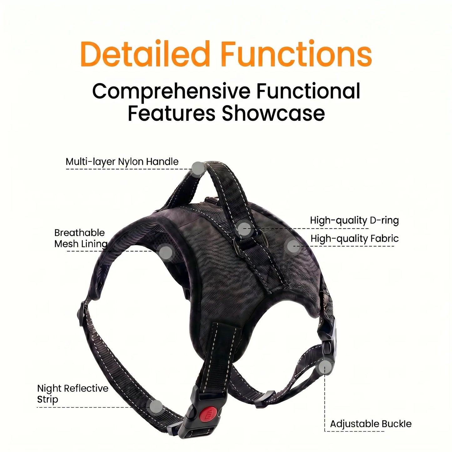 No Pull Durable Reflective No Choke Universal Dog Harness Leash Combo - 5FT Leash Included, Adjustable, Breathable, Easy On/Off Design for Safe Daily Walks, Puppy Harness, Harness Leash Set