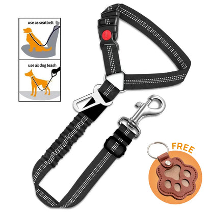 Upgraded Cushioned Dog Car Seat Belt, 3-In-1 Multifunctional Pet Car Safety Leash, Reflective Nylon Adjustable Car Pet Restraint Strap, 360° Rotating Metal Buckle, Fits All Car Models for Medium-Sized Dogs Interior Accessory
