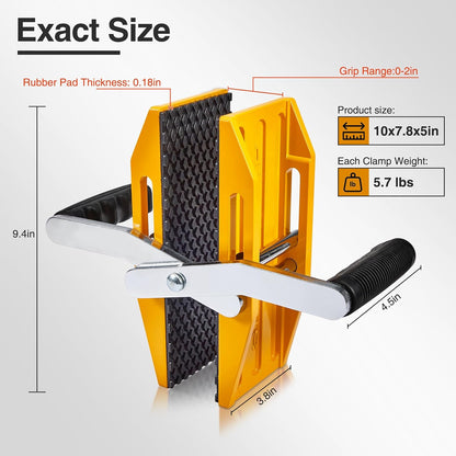 Double Handed Stone Carrying Clamps,Panel Carriers Lifting Tools,660 LBS Heavy Duty Carry Clamp for 0-2.36In Glass Quartz Slabs Marble with Rubber-Lined,Granite Lifting Clamp 2Pack Yellow