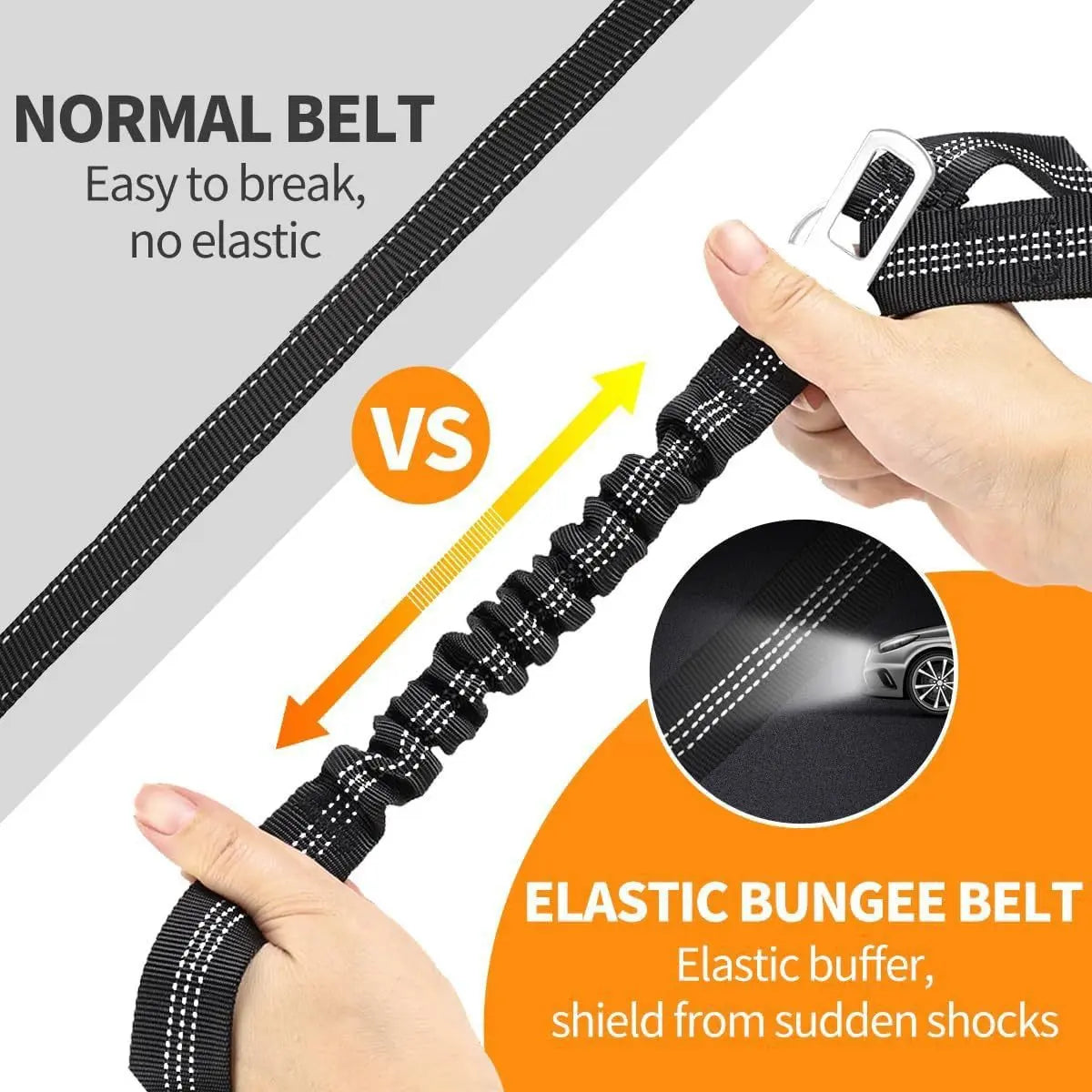 Upgraded Cushioned Dog Car Seat Belt, 3-In-1 Multifunctional Pet Car Safety Leash, Reflective Nylon Adjustable Car Pet Restraint Strap, 360° Rotating Metal Buckle, Fits All Car Models for Medium-Sized Dogs Interior Accessory