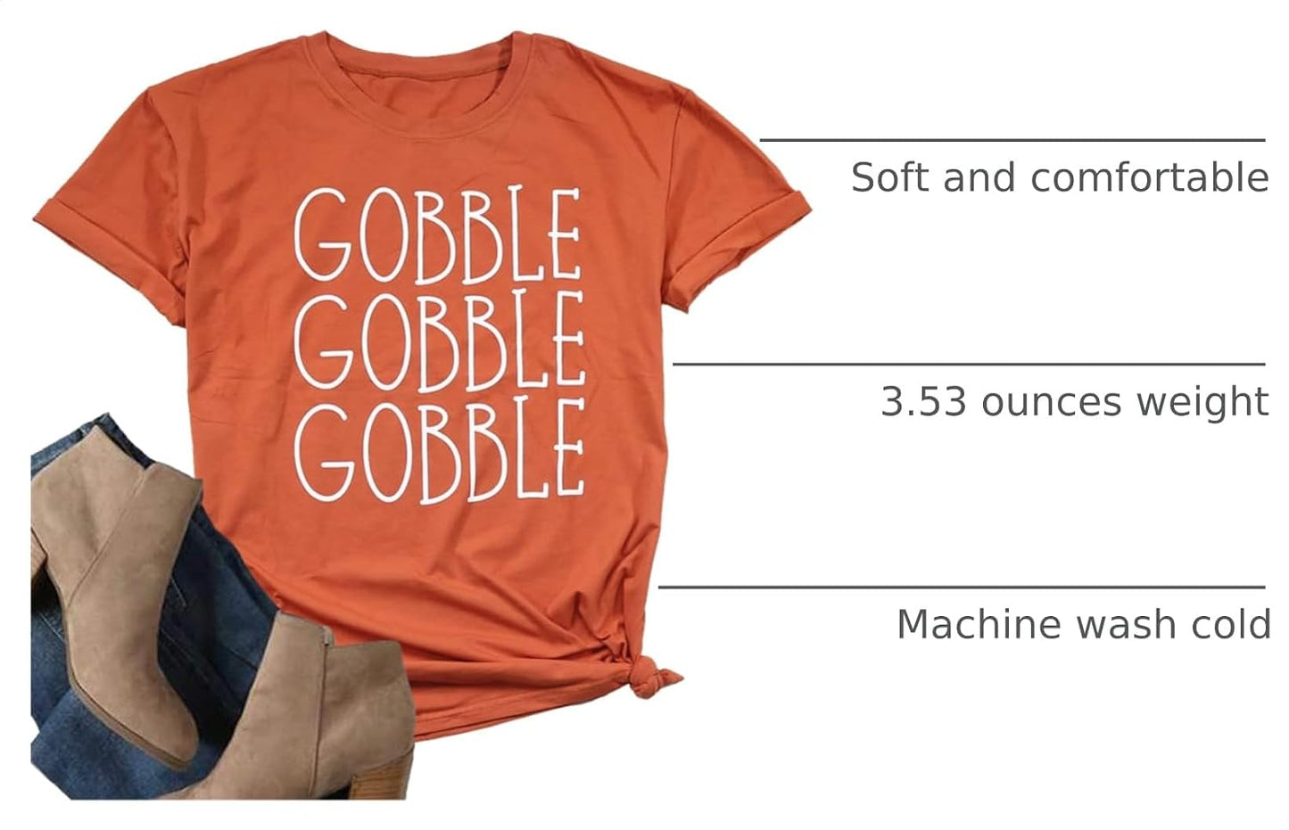 Thanksgiving Shirt for Women Gobble Gobble Short Sleeve Shirts