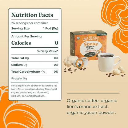 Four Sigmatic Mushroom Coffee K-Cups | Organic Dark Roast Coffee with Lion’S Mane Mushroom Powder & Yacon | Focus & Immune Support | Vegan & Keto | Sustainable Pods | 24 Count
