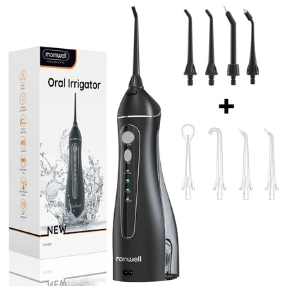 Experience Superior Oral Care with the Portable Cordless F18 Water Flosser - 4 Nozzles, 3 Cleaning Modes, and Rechargeable Convenience for Healthy Gums