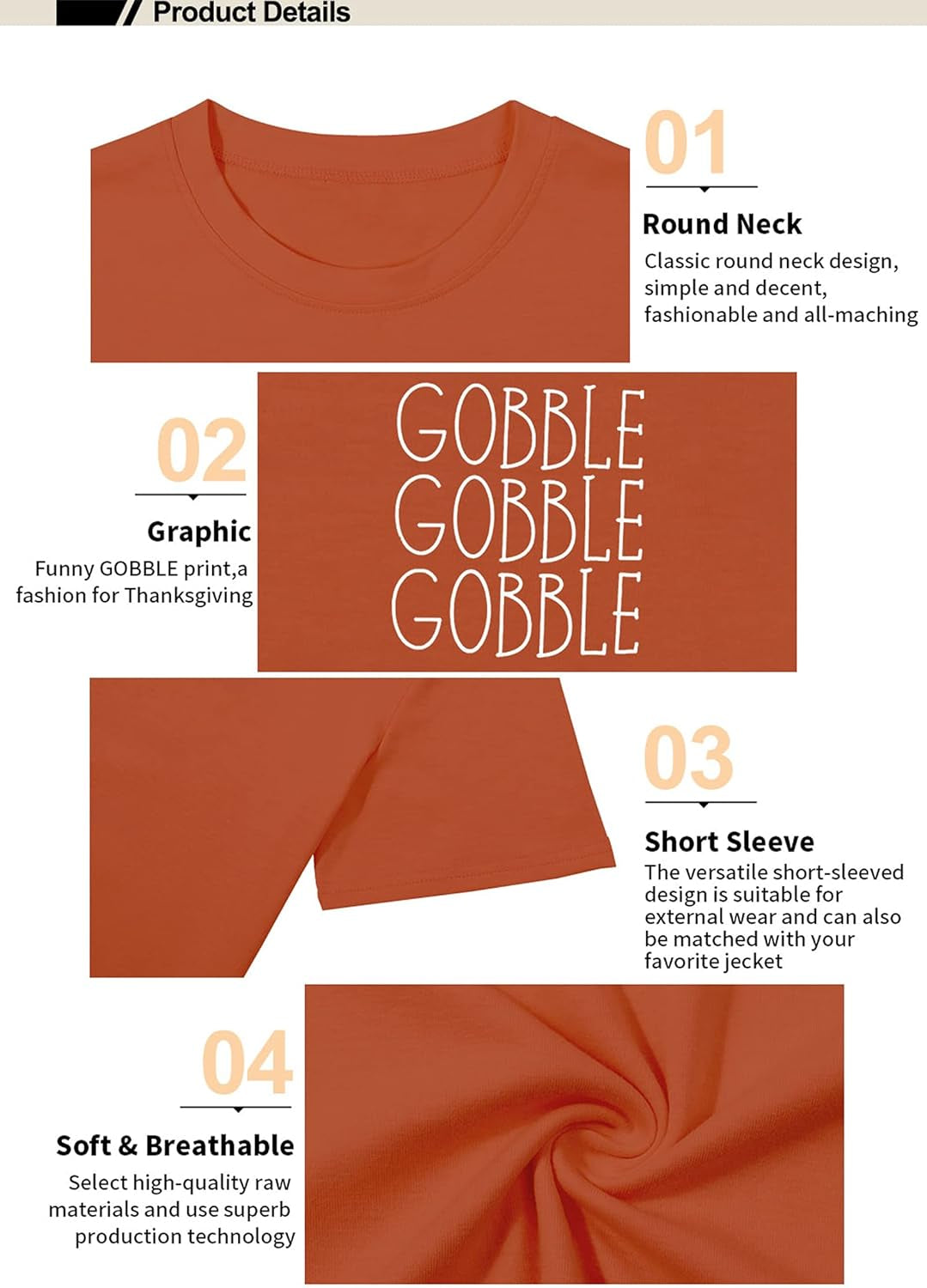 Thanksgiving Shirt for Women Gobble Gobble Short Sleeve Shirts