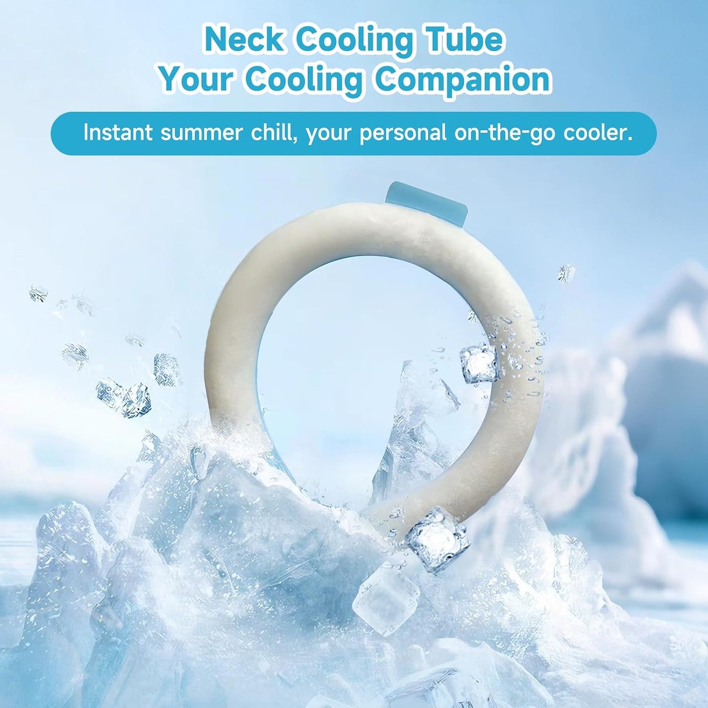 Neck Cooling Tube with Insulated Bag, Reusable Neck Cooler Ice Ring, 18°C/64°F PCM Cooling Neck Wrap for Summer Heat Relief, Portable Wearable Cooler for Hot Weather, Outdoor Work Sports Travel(Blue)