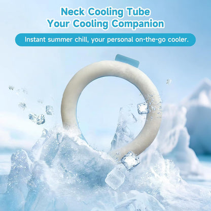 Neck Cooling Tube with Insulated Bag, Reusable Neck Cooler Ice Ring, 18°C/64°F PCM Cooling Neck Wrap for Summer Heat Relief, Portable Wearable Cooler for Hot Weather, Outdoor Work Sports Travel(Blue)