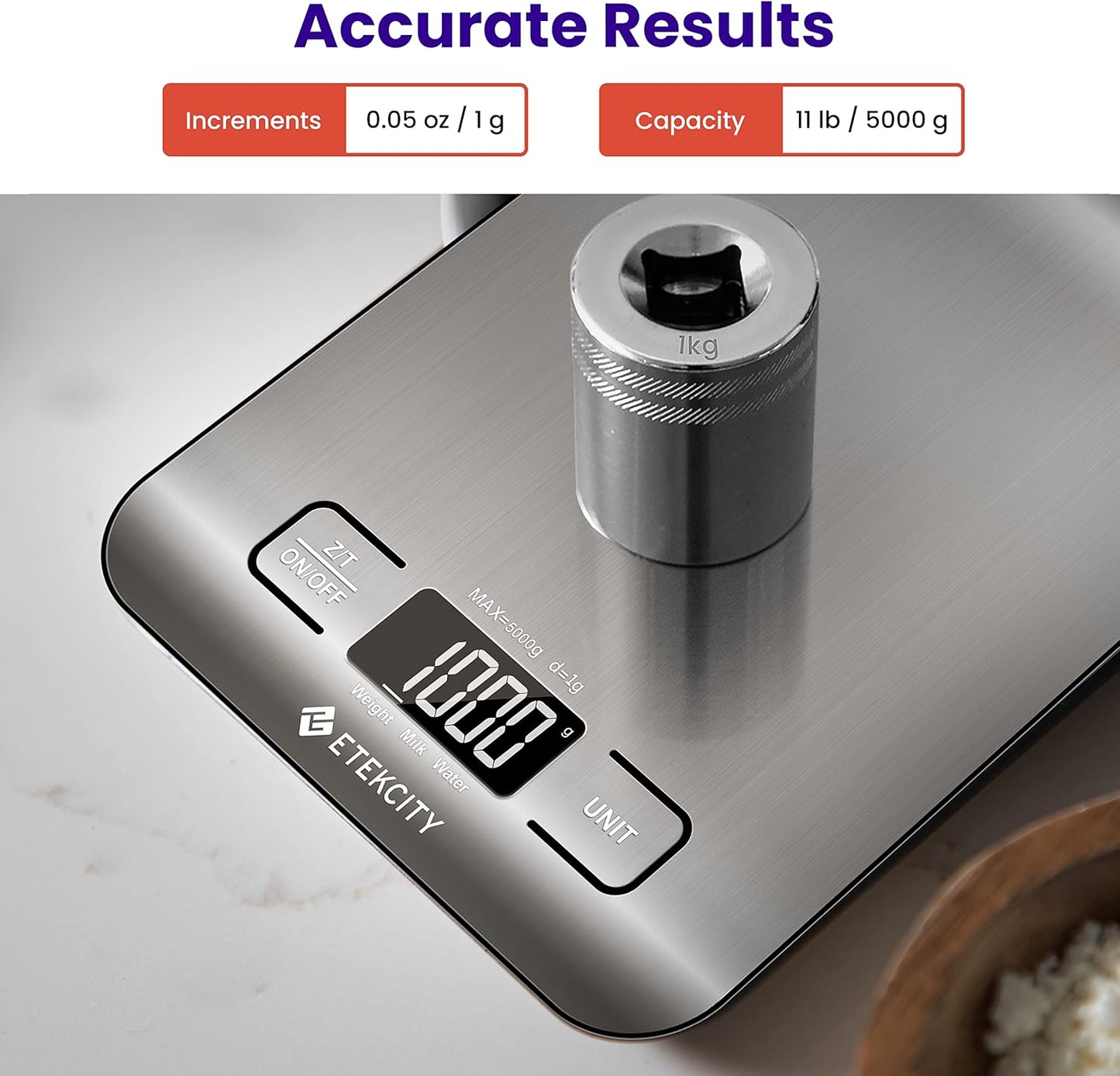 Food Kitchen Scale, Digital Grams and Ounces, 11Lb