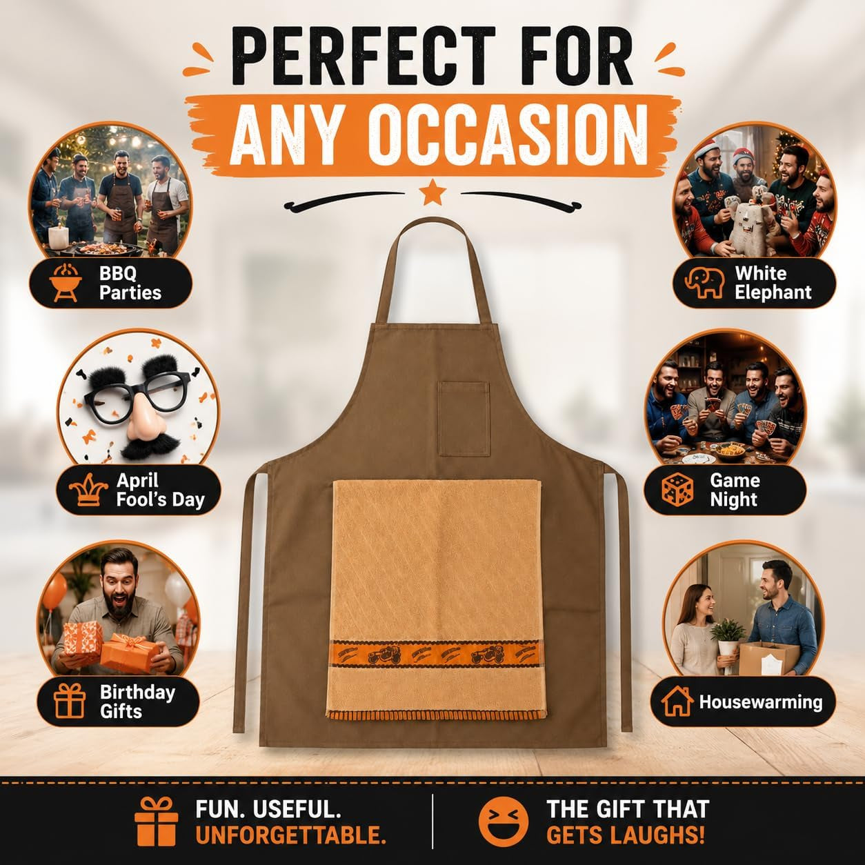 Funny Chef Apron for Men, Hidden Pocket Surprise BBQ Gag Gift