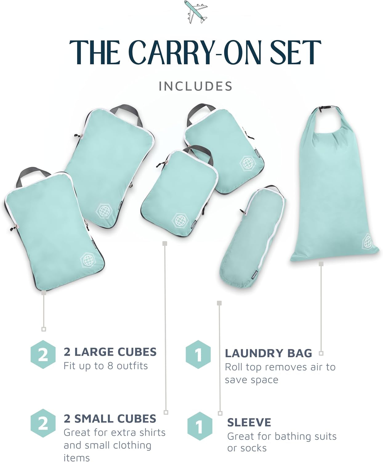 Compression Packing Cubes for Carry-On Travel 6-Pack