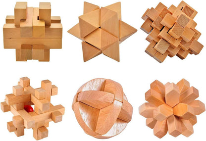 3D Wooden Cube Brain Teaser Puzzle