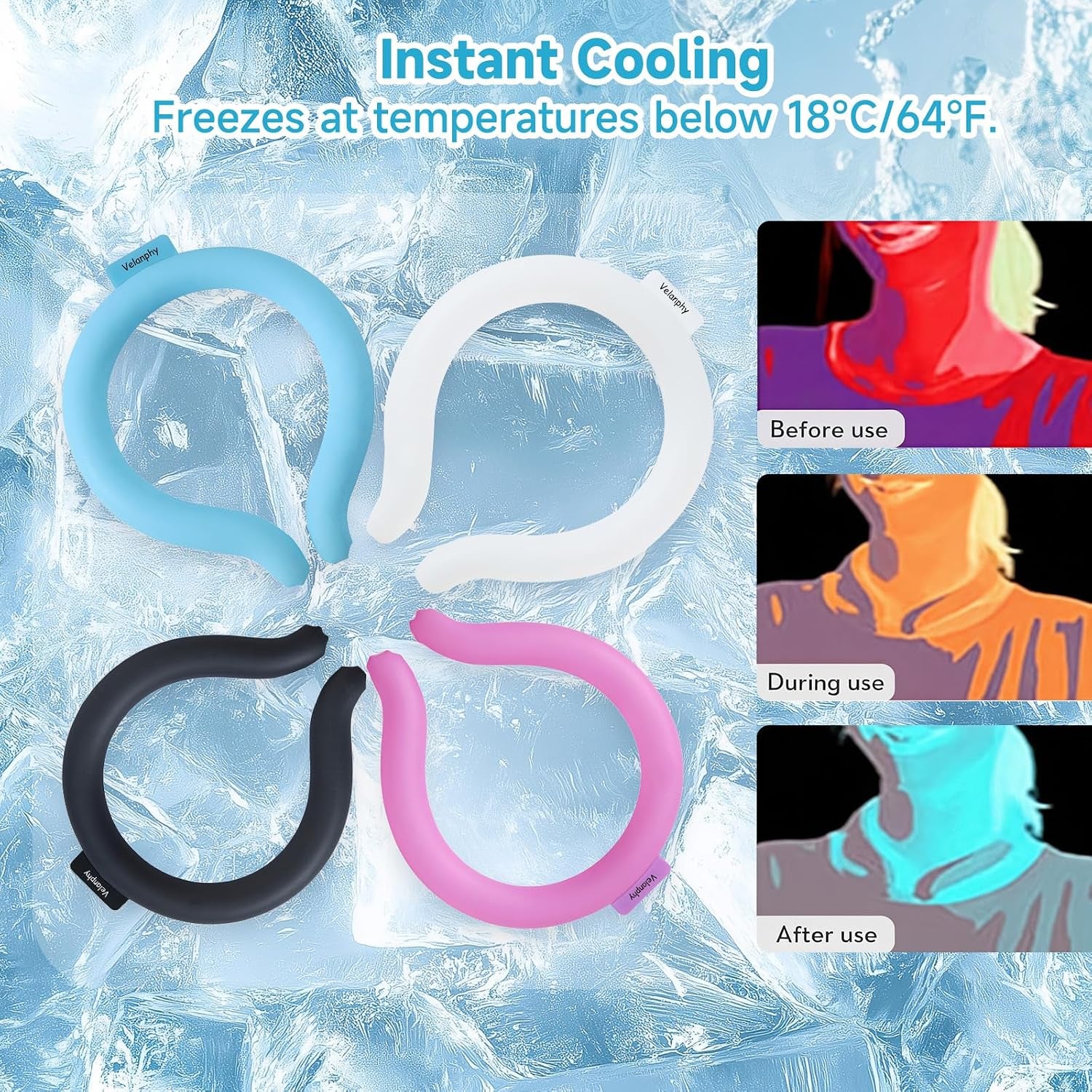 Neck Cooling Tube with Insulated Bag, Reusable Neck Cooler Ice Ring, 18°C/64°F PCM Cooling Neck Wrap for Summer Heat Relief, Portable Wearable Cooler for Hot Weather, Outdoor Work Sports Travel(Blue)
