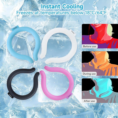 Neck Cooling Tube with Insulated Bag, Reusable Neck Cooler Ice Ring, 18°C/64°F PCM Cooling Neck Wrap for Summer Heat Relief, Portable Wearable Cooler for Hot Weather, Outdoor Work Sports Travel(Blue)
