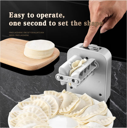 Automatic Electric Dumpling Press Maker Machine - Adjustable and Easy to Operate, with Spoon and Brush - for Home Kitchen Pastry Making (White)