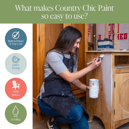 Country Chic All-In-One Chalk Paint for Furniture, Cabinets, Home Decor, Eco-Friendly, Matte Finish, Built-In Primer & Top Coat for Wood, Metal - Fresh Mustard (Mustard Yellow) - Pint 16 Oz (475 Ml)
