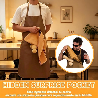 Funny Chef Apron for Men, Hidden Pocket Surprise BBQ Gag Gift