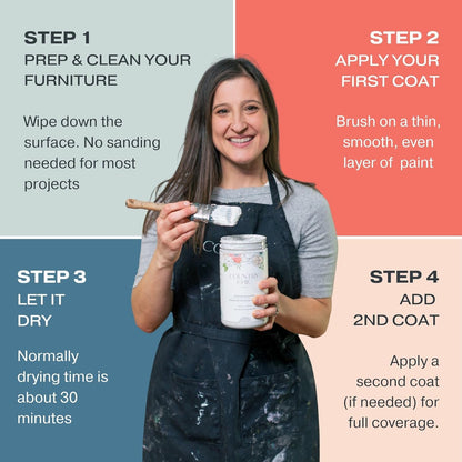 Country Chic All-In-One Chalk Paint for Furniture, Cabinets, Home Decor, Eco-Friendly, Matte Finish, Built-In Primer & Top Coat for Wood, Metal - Fresh Mustard (Mustard Yellow) - Pint 16 Oz (475 Ml)
