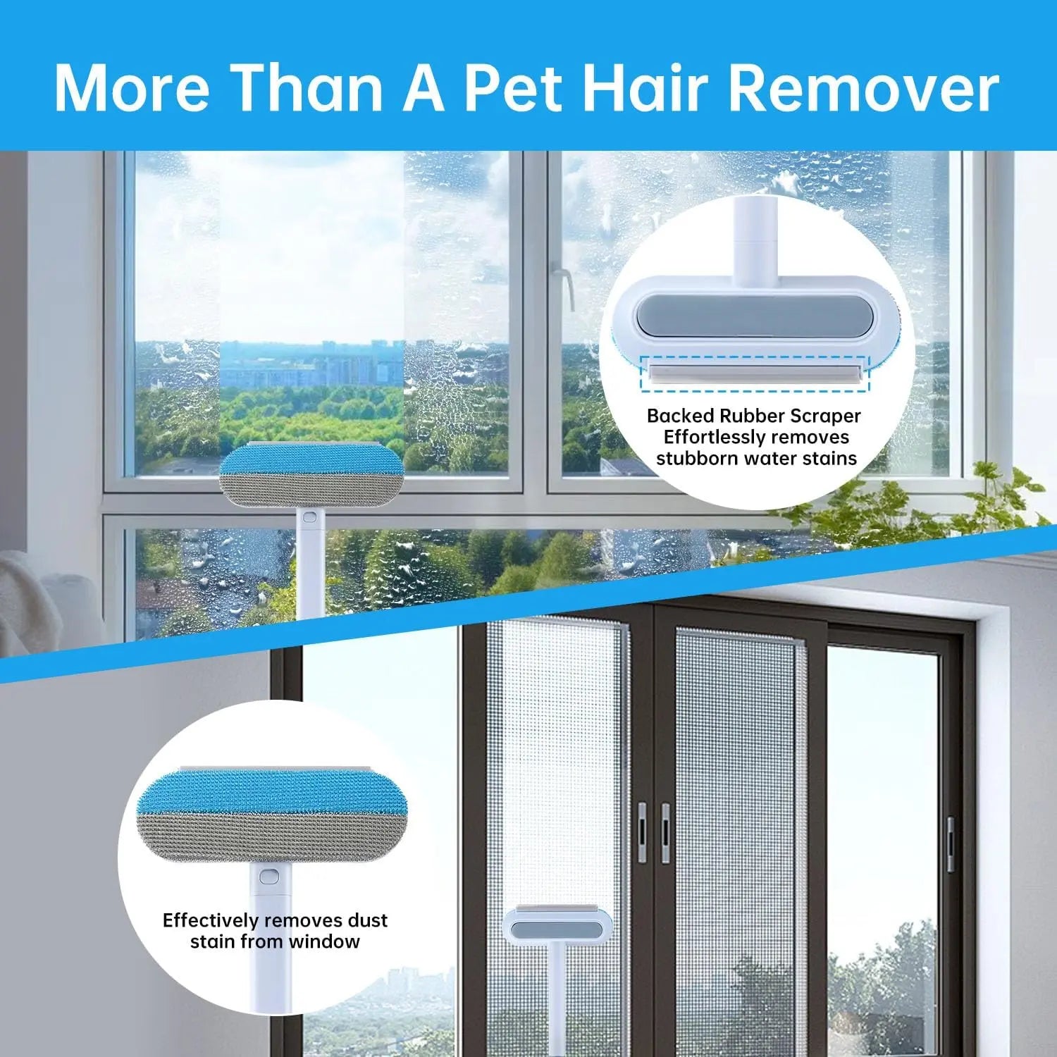 Multifunctional Pet Hair Remover Tool for Furniture Reusable Washable Dog and Cat Hair Lint Removal Brush 4 in 1 17.3 Inch Extendable Adjustable Lint Brush